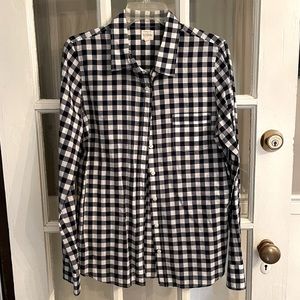 J.Crew Navy and White Gingham Button down  shirt M perfect fit